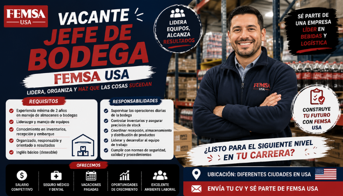 Jefe de Bodega FEMSA USA